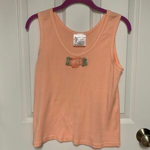 Rose Appliqué Cottagecore Peach‎ Tank